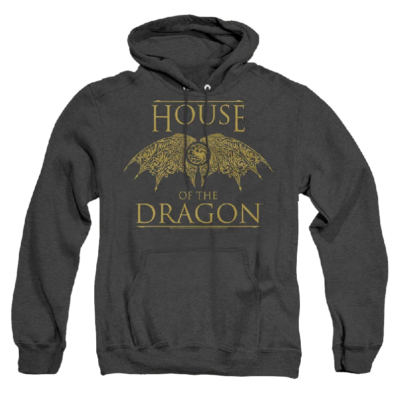 House of the Dragon Dragon Wings - Heather Pullover Hoodie Ribbed Crew Neck