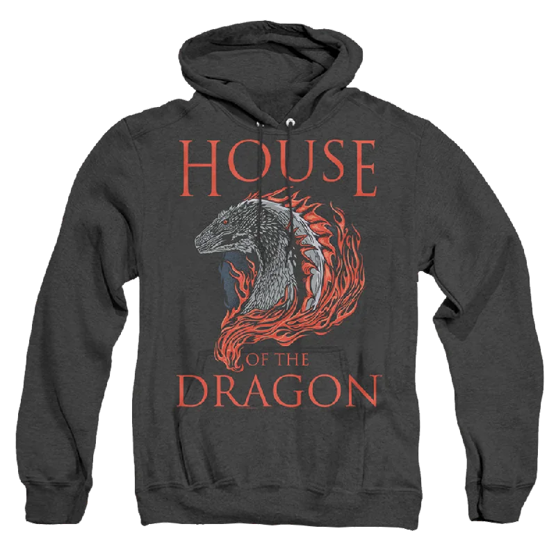 House of the Dragon Hod Dragon Illustration - Heather Pullover Hoodie Cable Knit Chunky