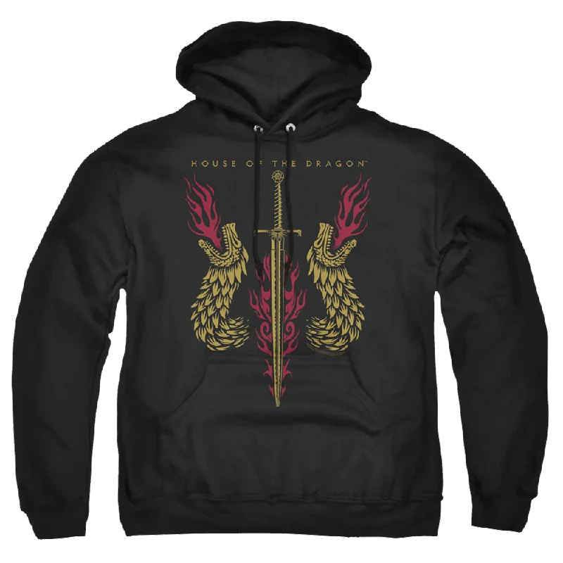 House of the Dragon Sword And Dragon Heads - Pullover Hoodie Turtleneck Warm Pullover