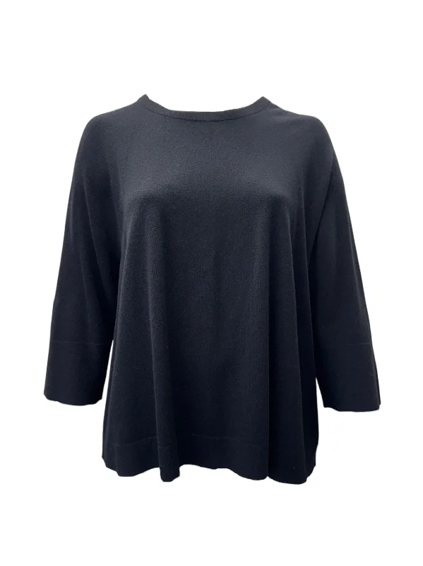 Marina Rinaldi Women's Black Addendo Pullover Sweater NWT Peter Pan Collar
