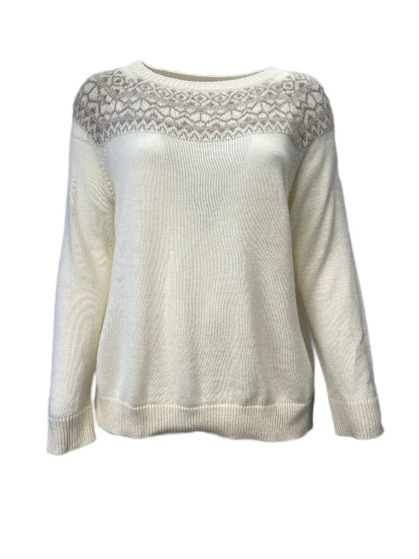 Marina Rinaldi Women's White Agenzia Knitted Pullover Sweater Size XL NWT Boat Neck Sweater