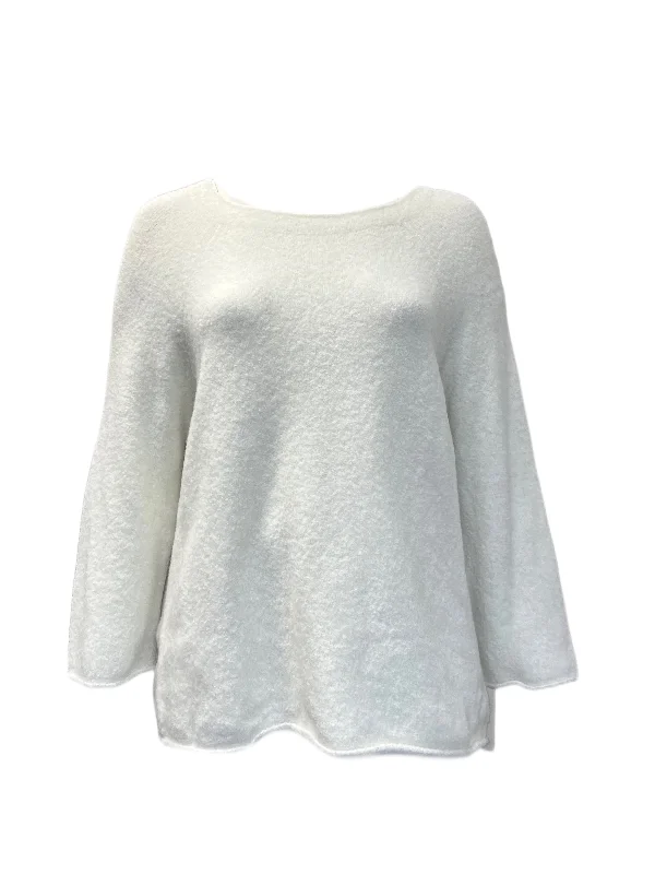Marina Rinaldi Women's White Ala Pullover Sweater NWT Honey Neck Pullover