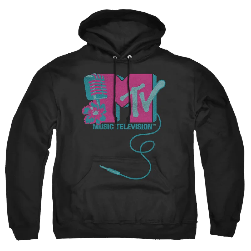 MTV Microphone Logo - Pullover Hoodie Square Neck Pullover