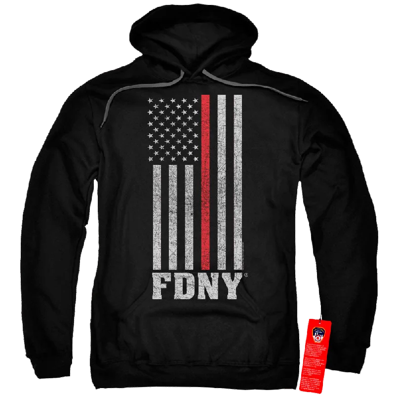NYC Thin Red Line - Pullover Hoodie Asymmetrical Neck Pullover