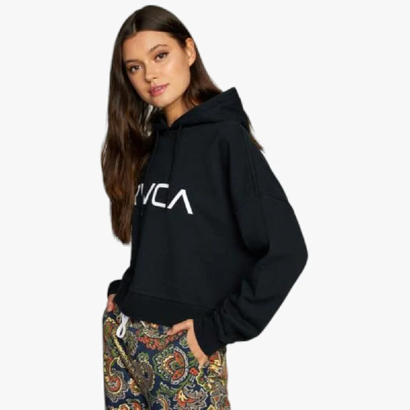 Rvca Womens Big Rvca Pullover Hoodie Black Chenille Soft Sweater