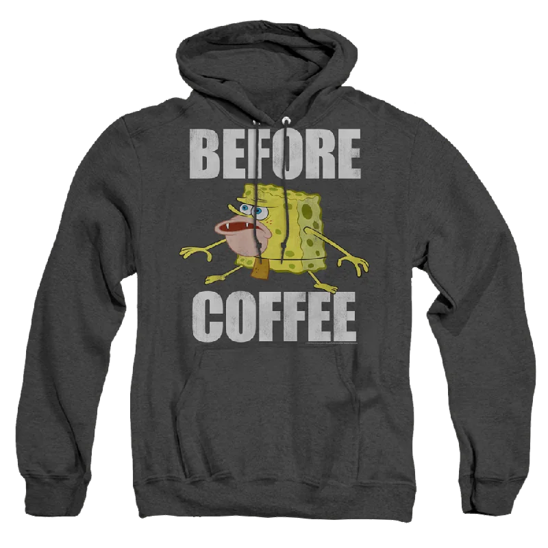 SpongeBob SquarePants Before Coffee Meme - Heather Pullover Hoodie