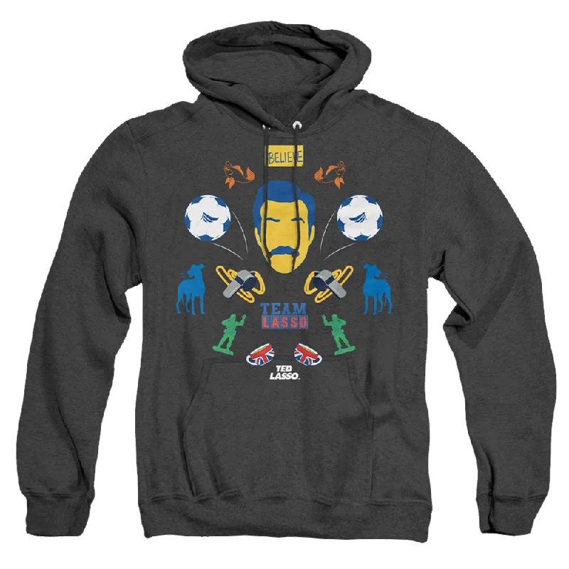 Ted Lasso Ted Lasso Icon Collage - Heather Pullover Hoodie Thick Cable Knit