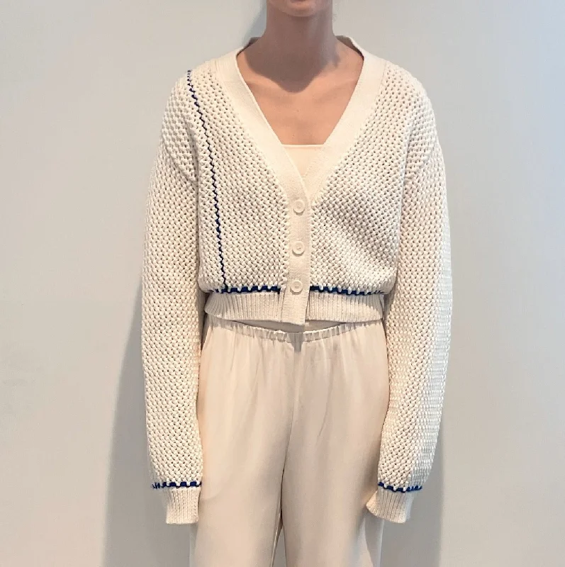 The Lola Pullover Sweater | French Blue Stripe Boxy Neck Sweater