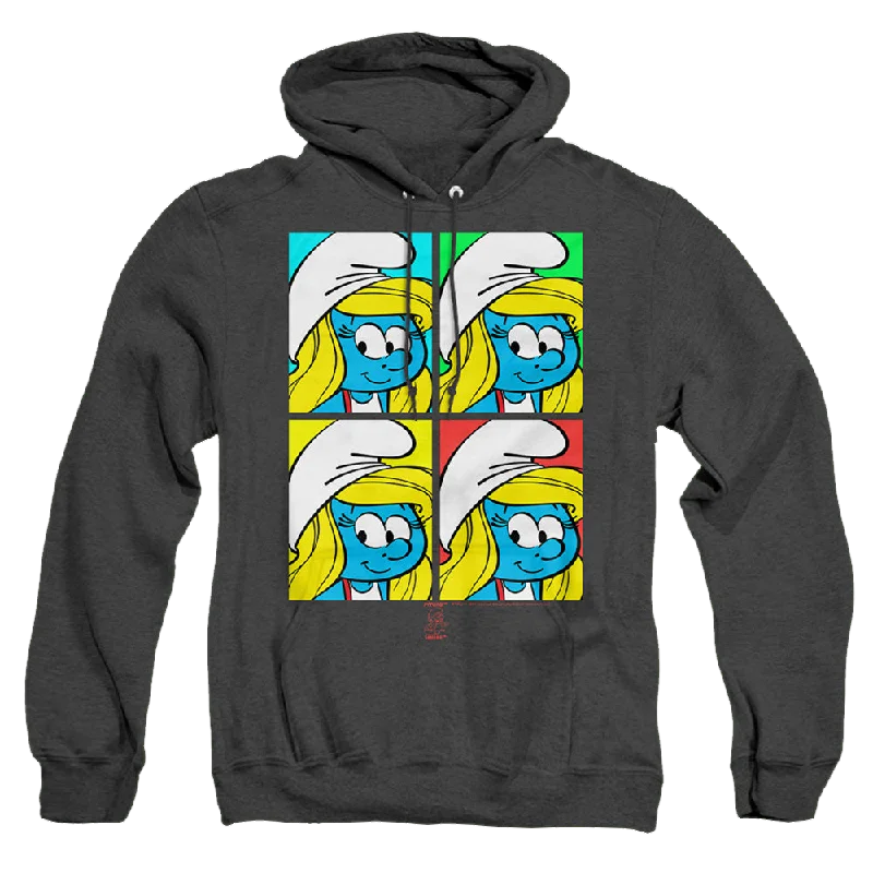 The Smurfs Tiles - Heather Pullover Hoodie Bishop Sleeve Elegant