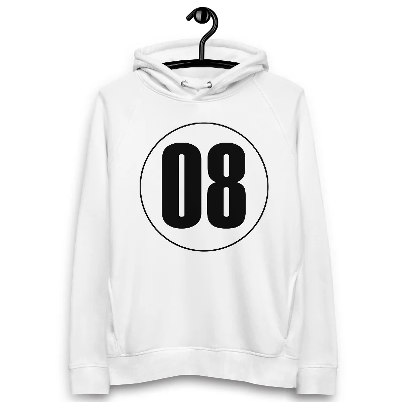 Unisex pullover hoodie: Black on White 08 Puff Sleeve Stylish