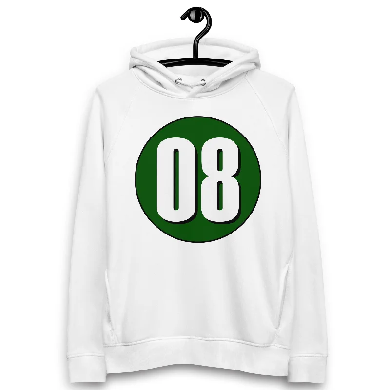 Unisex pullover hoodie: White on Hunter Green 08 Deep Neck Pullover