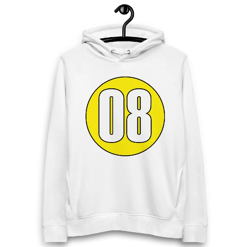 Unisex pullover hoodie: White on Yellow 08 Cable Knit Chunky