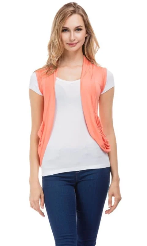 34235 Back Lace Cardigan - Orange Print Jacquard Patchwork