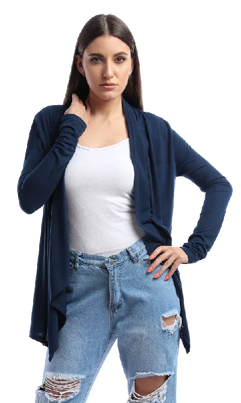 53517 Amber Navy Blue Ribbed Long Sleeve Cardigan Cashmere Blend Cotton Blend Poly Blend 53517 Amber Navy Blue Ribbed Long Sleeve Cardigan Cashmere Blend Cotton Blend Poly Blend