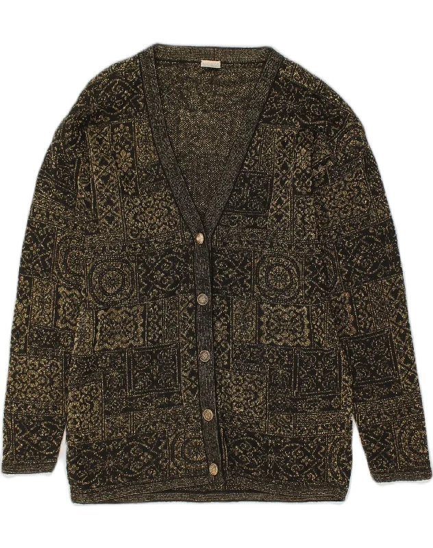 ANDREA MARE Womens Cardigan Sweater UK 14 Large Gold Patchwork Wool Oversized Loose Flowy ANDREA MARE Womens Cardigan Sweater UK 14 Large Gold Patchwork Wool Oversized Loose Flowy