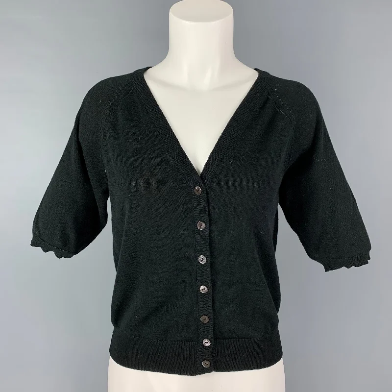 DOLCE & GABBANA Size 4 Black Cotton Short Sleeve Cardigan Machine Wash Dry Clean Hand Wash DOLCE & GABBANA Size 4 Black Cotton Short Sleeve Cardigan Machine Wash Dry Clean Hand Wash