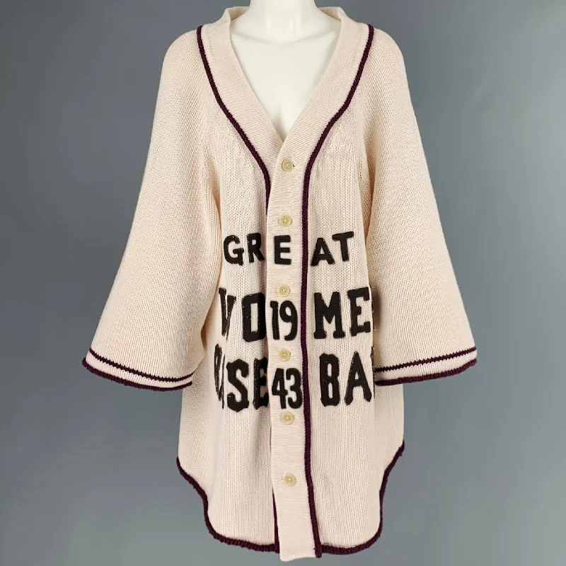 KAPITAL Size One Size Cream Brown Cotton Applique Button Down Cardigan Striped Floral Plaid KAPITAL Size One Size Cream Brown Cotton Applique Button Down Cardigan Striped Floral Plaid