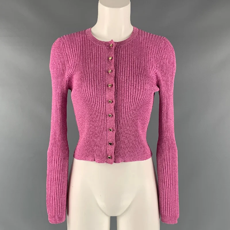LOVE SHACK FANCY Size M Pink Viscose Blend Shiny Cardigan Anti-Pilling Anti-Shrink Durable LOVE SHACK FANCY Size M Pink Viscose Blend Shiny Cardigan Anti-Pilling Anti-Shrink Durable