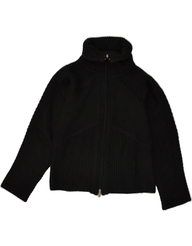 MARELLA Womens Cardigan Sweater UK 14 Large Black Satin Blend Silk Blend Wool Blend