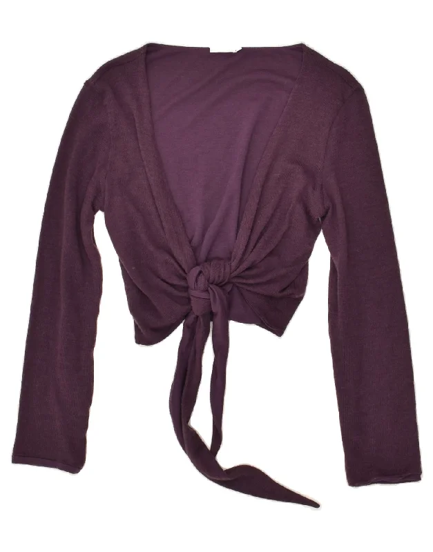 MARELLA Womens Crop Wrap Cardigan Sweater UK 14 Large Purple Wool Lightweight Heavyweight Midweight MARELLA Womens Crop Wrap Cardigan Sweater UK 14 Large Purple Wool Lightweight Heavyweight Midweight