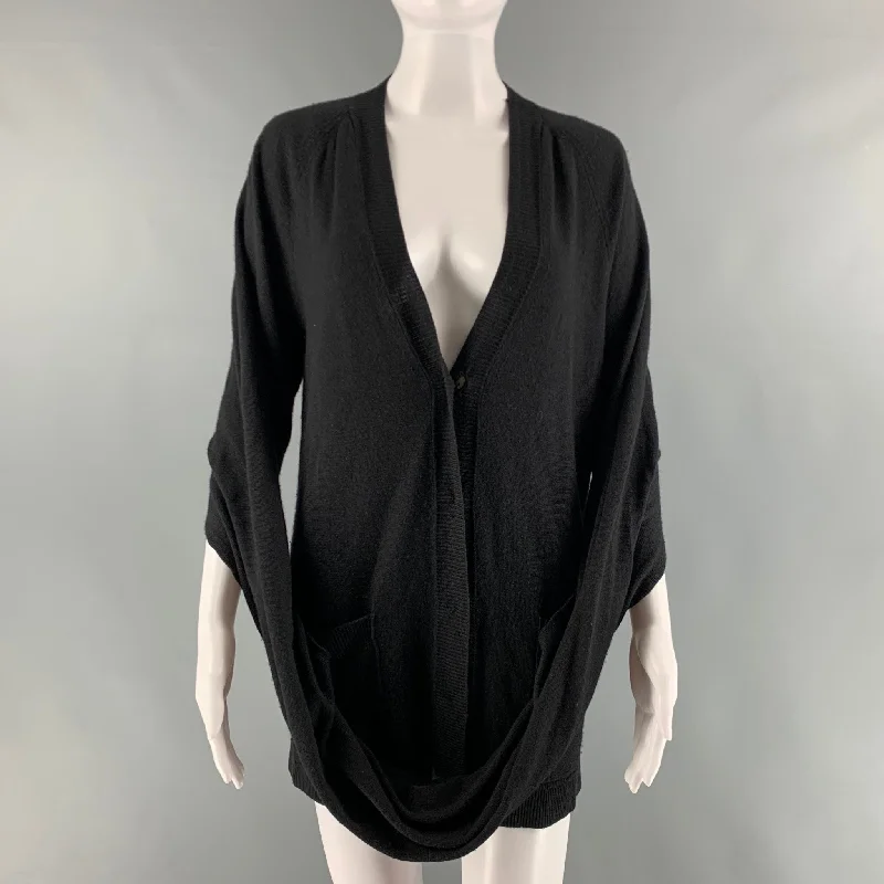 MARTIN MARGIELA Size S Black Wool Blend V-Neck Cardigan - Womens Mesh Cardigan Canvas Denim MARTIN MARGIELA Size S Black Wool Blend V-Neck Cardigan - Womens Mesh Cardigan Canvas Denim