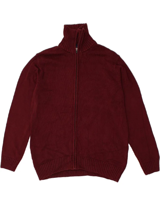 MASSIMO DUTTI Womens Cardigan Sweater UK 18 XL Maroon Glossy Satin Silk