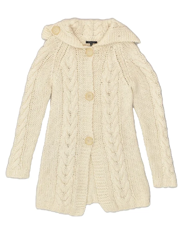 MASSIMO DUTTI Womens Longline Cardigan Sweater UK 10 Small Off White Wool Oversized Loose Flowy MASSIMO DUTTI Womens Longline Cardigan Sweater UK 10 Small Off White Wool Oversized Loose Flowy