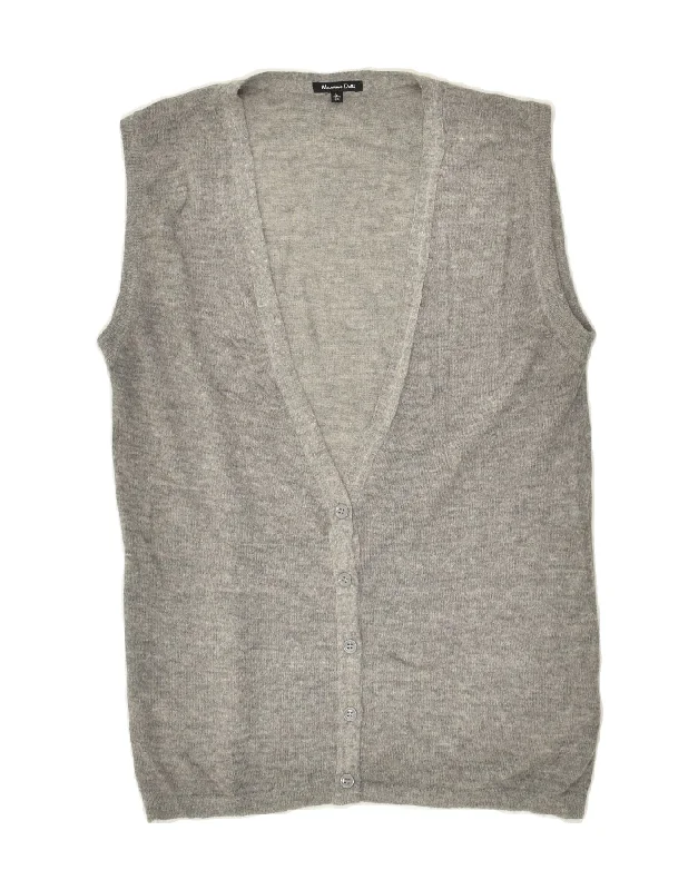 MASSIMO DUTTI Womens Sleeveless Cardigan Sweater UK 16 Large Grey Nylon Soft Cozy Warm MASSIMO DUTTI Womens Sleeveless Cardigan Sweater UK 16 Large Grey Nylon Soft Cozy Warm