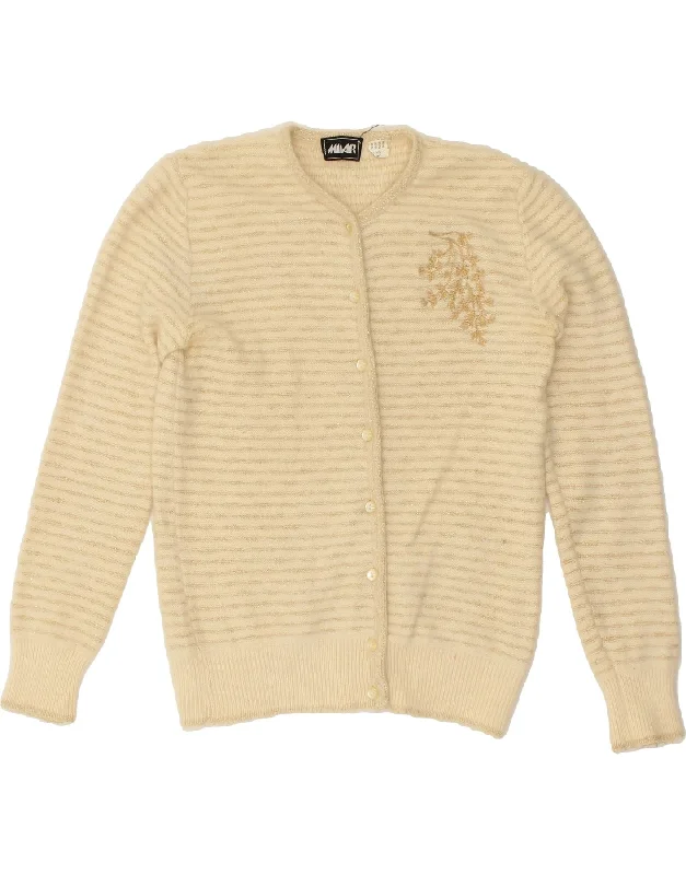 MILAR Womens Cardigan Sweater UK 10 Small Beige Angora Houndstooth Herringbone Solid MILAR Womens Cardigan Sweater UK 10 Small Beige Angora Houndstooth Herringbone Solid