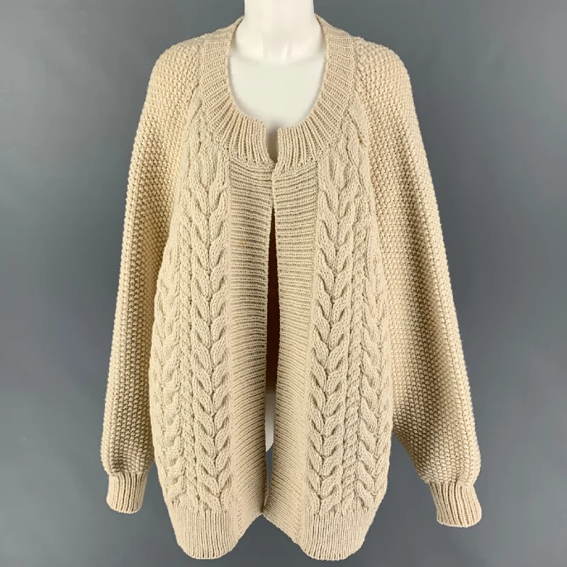 MR.MITTENS Size One Size Beige Wool Oversized Cardigan Fitted Slim Tailored