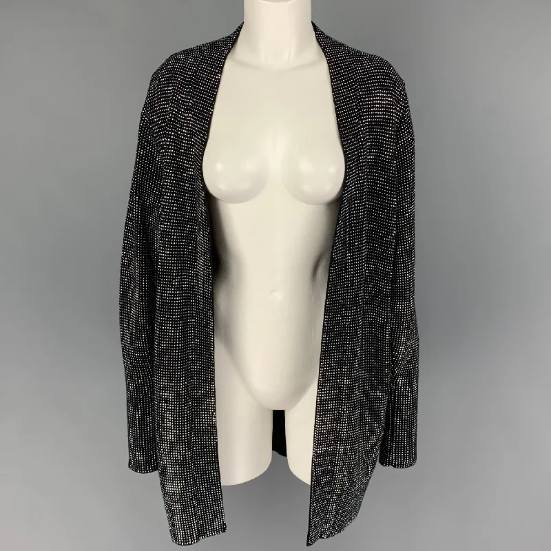 R t A Size S Black Silver Cotton Studded Open Front Cardigan Spandex Blend Rayon Blend Denim Blend R t A Size S Black Silver Cotton Studded Open Front Cardigan Spandex Blend Rayon Blend Denim Blend