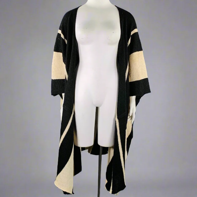RALPH LAUREN Size M/L Black Beige Linen Silk Color Block Cardigan Stylish Fashionable Trendy RALPH LAUREN Size M/L Black Beige Linen Silk Color Block Cardigan Stylish Fashionable Trendy