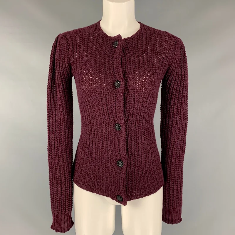 RALPH LAUREN Size S Burgundy Cashmere Cardigan Chenille Blend Fleece Blend Nylon Blend RALPH LAUREN Size S Burgundy Cashmere Cardigan Chenille Blend Fleece Blend Nylon Blend