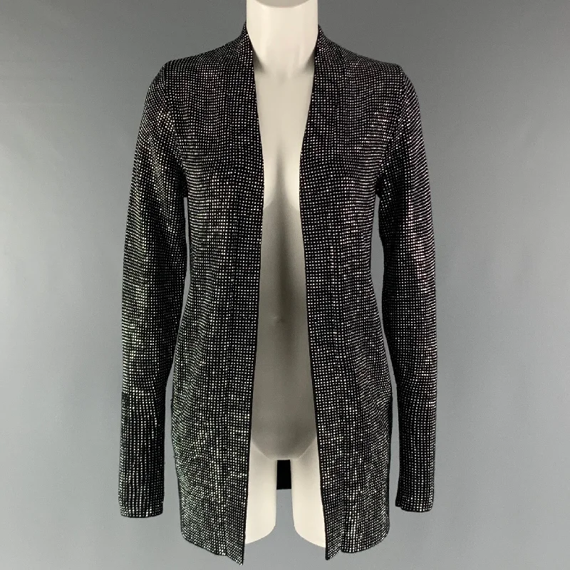 RtA Size XXS Black Silver Cotton Studded Open Front Cardigan Solid Color Striped Floral Print RtA Size XXS Black Silver Cotton Studded Open Front Cardigan Solid Color Striped Floral Print