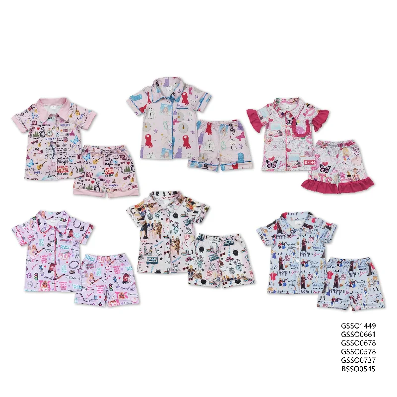 RTS NO MOQ European and American singers printed pattern button cardigan short sleeve shorts pajama set Jersey Fabric Tulle Fabric Batik Fabric RTS NO MOQ European and American singers printed pattern button cardigan short sleeve shorts pajama set Jersey Fabric Tulle Fabric Batik Fabric