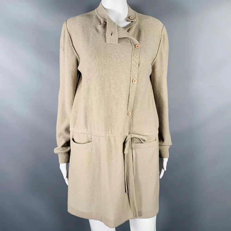 SONIA RYKIEL Size 4 Beige Taupe Belted Knit Cardigan Long Cardigan Short Cardigan Medium Cardigan SONIA RYKIEL Size 4 Beige Taupe Belted Knit Cardigan Long Cardigan Short Cardigan Medium Cardigan