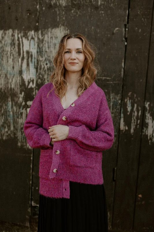 The Melodie Cardigan by FRNCH - Violet Notch Collar Peter Pan Collar Cowl Neck