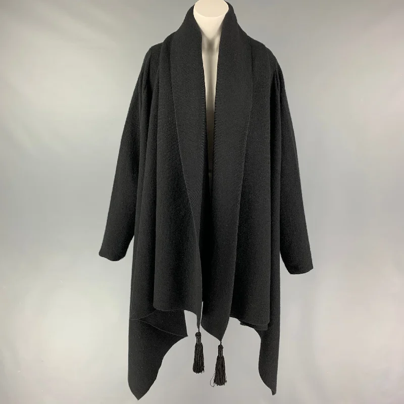 THE ROW One Size Black Cashmere Blend Oversized Cardigan Thin Thick Dense