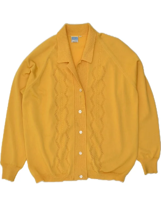 TREVIRA Womens Cardigan Sweater IT 48 XL Yellow Polyester Tailored Straight A-Line
