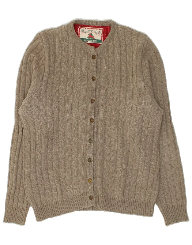 VINTAGE Womens Cardigan Sweater IT 42 Medium Brown Fleece Fabric Down Fabric Feather Fabric VINTAGE Womens Cardigan Sweater IT 42 Medium Brown Fleece Fabric Down Fabric Feather Fabric