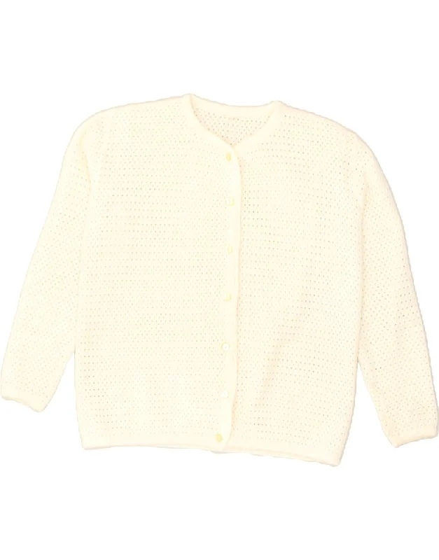 VINTAGE Womens Cardigan Sweater IT 48 XL Off White Transparent Opaque Sheer