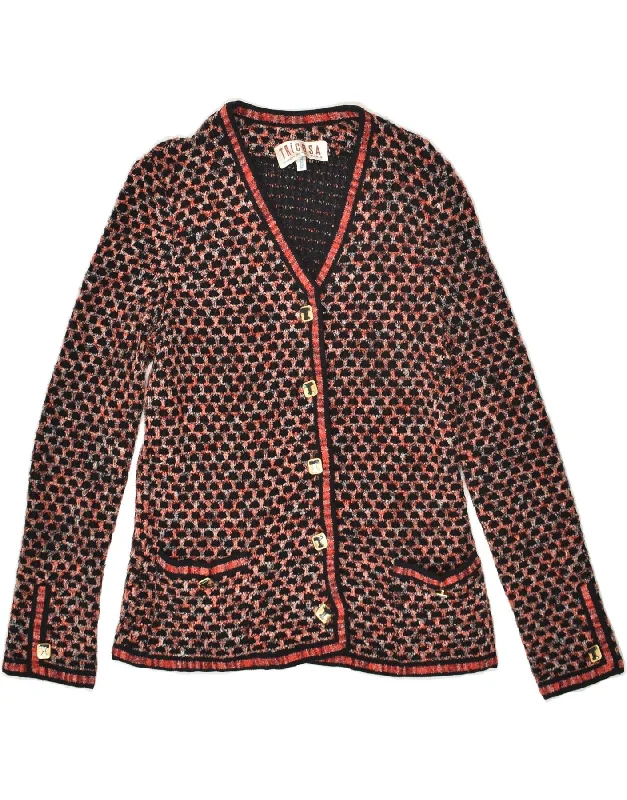 VINTAGE Womens Cardigan Sweater UK 12 Medium Black Spotted Cable Knit Ribbed Knit Lace Knit VINTAGE Womens Cardigan Sweater UK 12 Medium Black Spotted Cable Knit Ribbed Knit Lace Knit