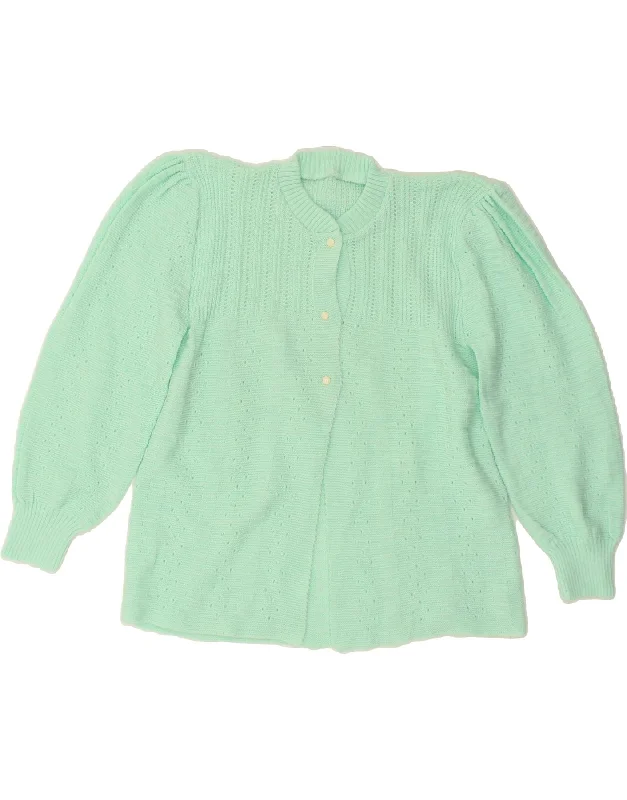 VINTAGE Womens Cardigan Sweater UK 14 Large Green Boxy Cardigan Fitted Cardigan A-Line VINTAGE Womens Cardigan Sweater UK 14 Large Green Boxy Cardigan Fitted Cardigan A-Line
