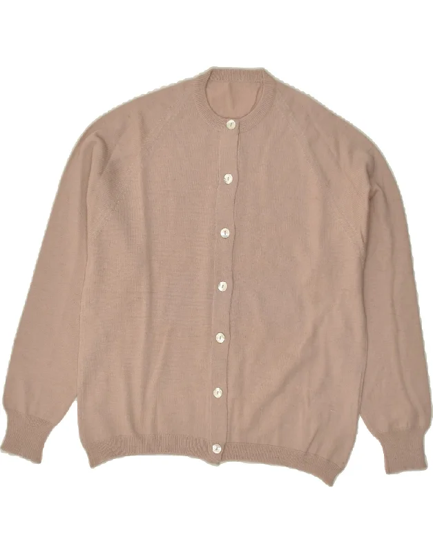 VINTAGE Womens Cardigan Sweater UK 16 Large Beige Modern Contemporary chic
