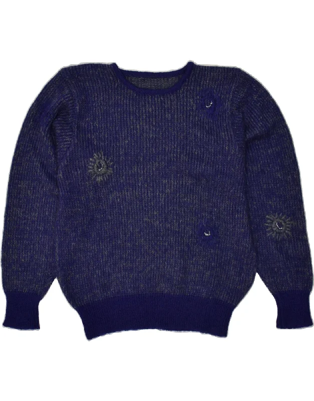 VINTAGE Womens Cardigan Sweater UK 16 Large Blue Mohair Terry Terry Cloth Terry Knit VINTAGE Womens Cardigan Sweater UK 16 Large Blue Mohair Terry Terry Cloth Terry Knit