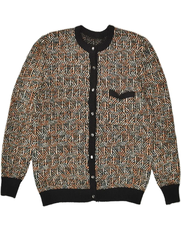 VINTAGE Womens Cardigan Sweater UK 16 Large Brown Spandex Blend Rayon Blend Denim Blend