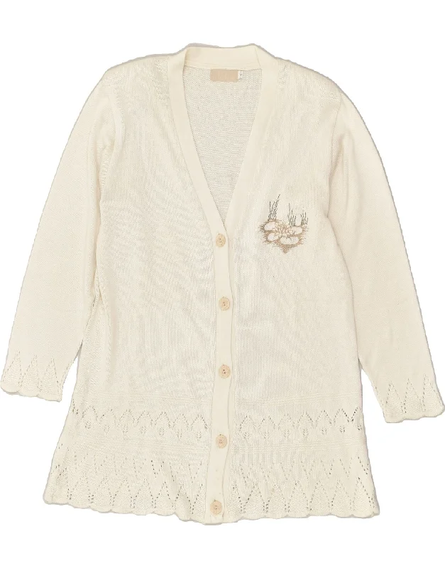VINTAGE Womens Cardigan Sweater UK 16 Large Off White Acrylic Casual Formal Business VINTAGE Womens Cardigan Sweater UK 16 Large Off White Acrylic Casual Formal Business