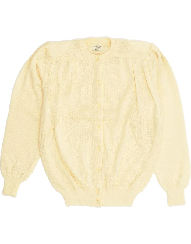 VINTAGE Womens Cardigan Sweater UK 16 Large Yellow Acrylic Mesh Cardigan Canvas Denim VINTAGE Womens Cardigan Sweater UK 16 Large Yellow Acrylic Mesh Cardigan Canvas Denim