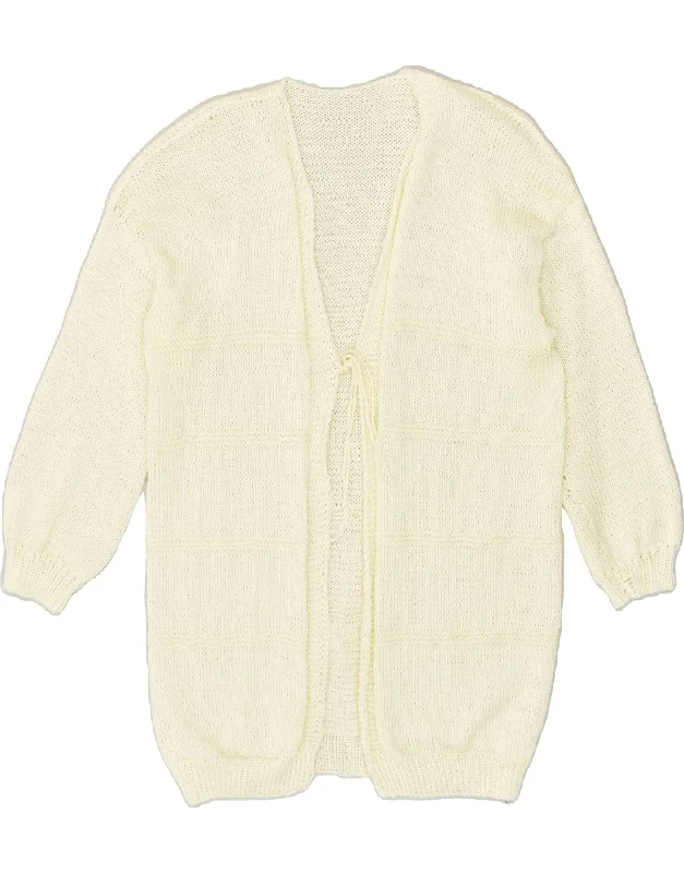 VINTAGE Womens Cardigan Sweater UK 18 Large White Terry Terry Cloth Terry Knit