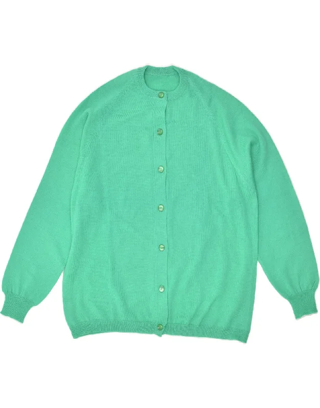 VINTAGE Womens Cardigan Sweater UK 18 XL Green Notch Collar Peter Pan Collar Cowl Neck